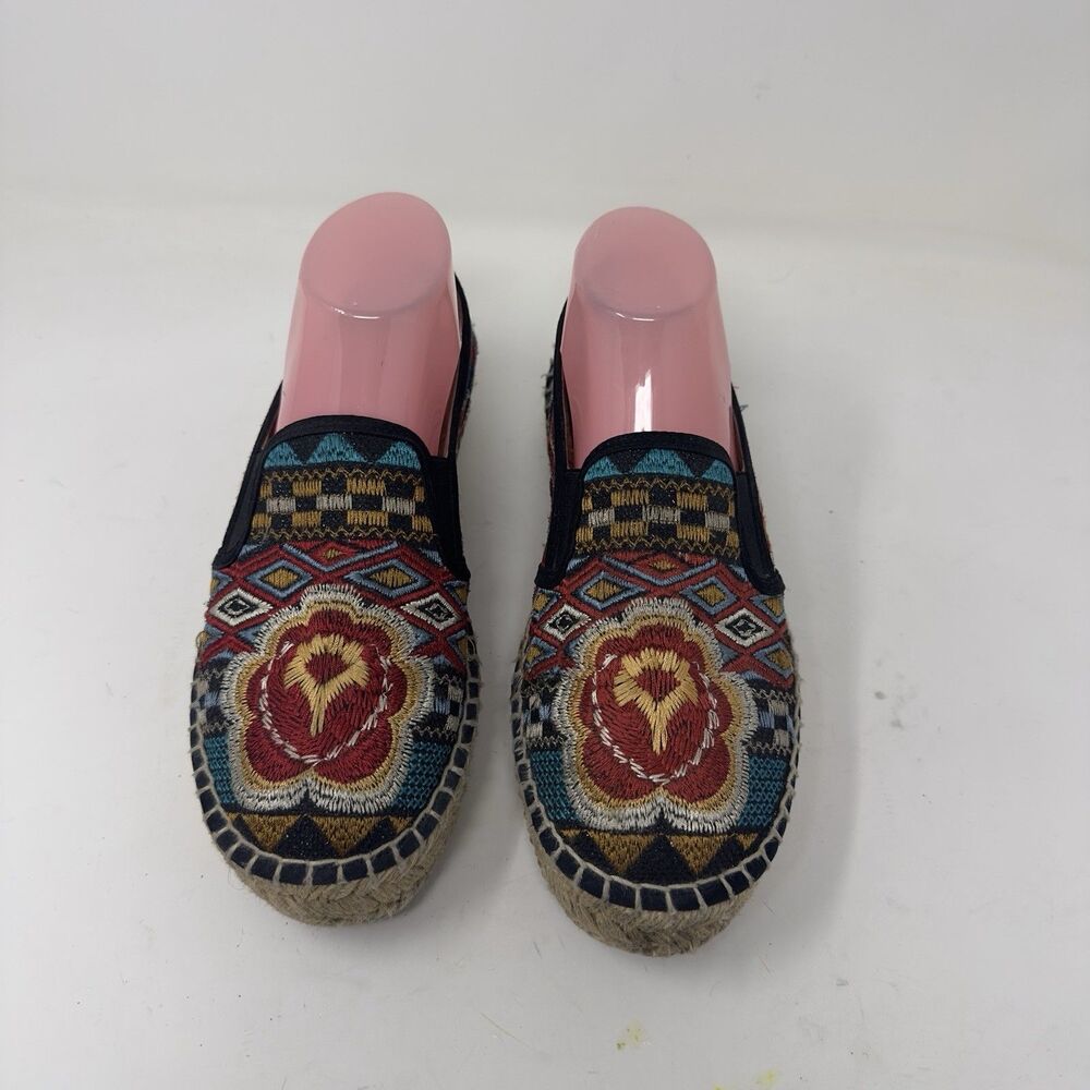 Women's Johnny Was Aldorva Espadrille Shoes Black Flats Embroidery EU 39/ 8.5